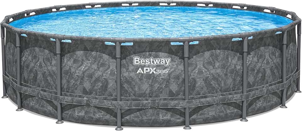 jardinito Kit Piscine Hors Sol Ronde APX 365-549 cm x 549 cm x 132 cm - Gris foncé