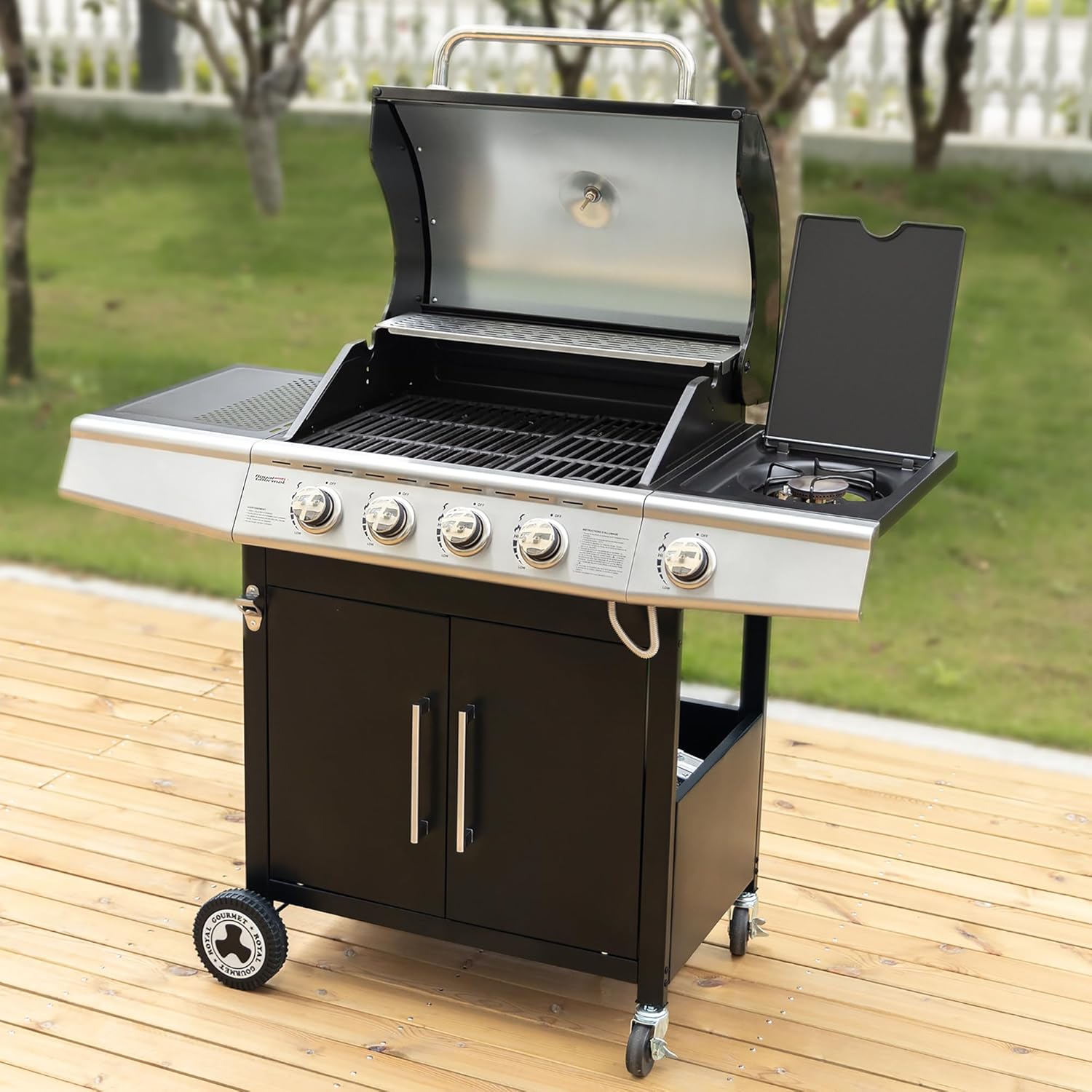 jardinito – Barbecue Série 4+1 – 14,5kW, inox, tablettes, 2 portes