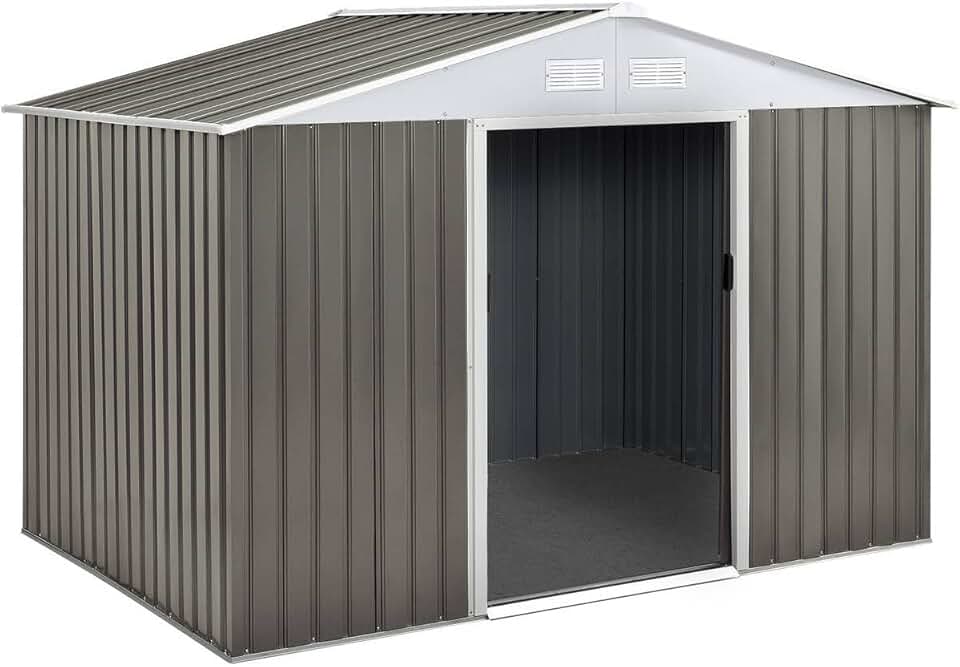 Abri de Jardin métal jardinito série, 4,07 m², couleur taupe