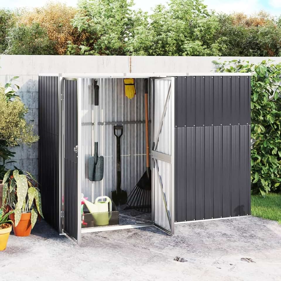 jardinito abris de Jardin Metal cabane de Jardin Acier galvanisé - Remise pour Outils - abri vélo - abri Poubelle-résistant aux intempéries- Portes verrouillables-Anthracite 225 x 89 x 161 cm