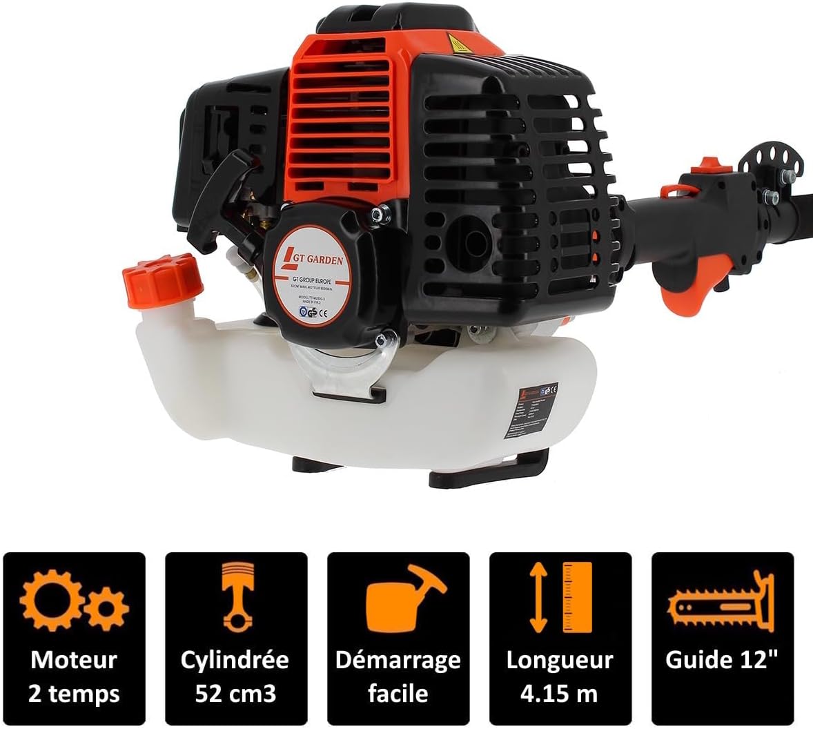 jardinito - Élagueuse thermique perche orientable 4,15m 52cm3 3CV