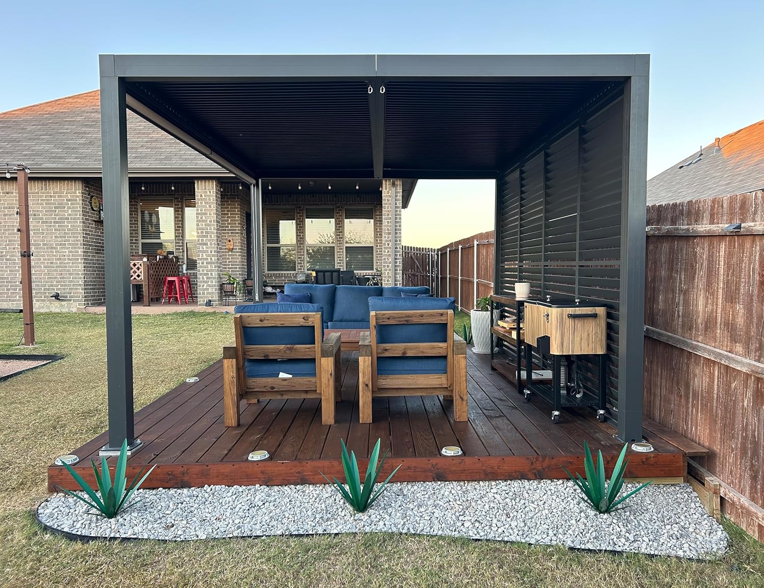 jardinito - Pergola bioclimatique 4,6x3,3 m, alu, persiennes fixes
