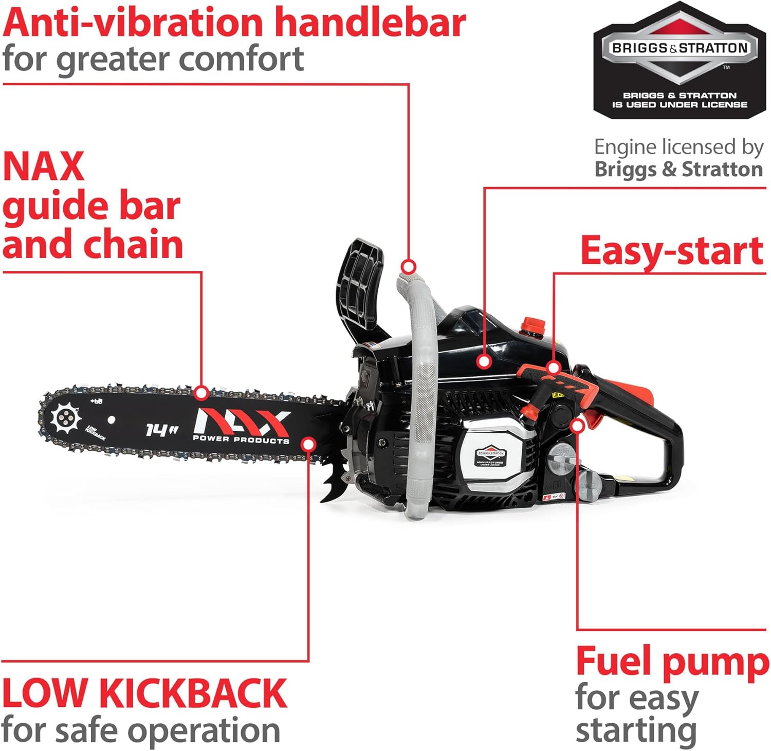 NAX POWER PRODUCTS - tronçonneuse 37 cm3, 1,2 kW, guide 35 cm, 200C