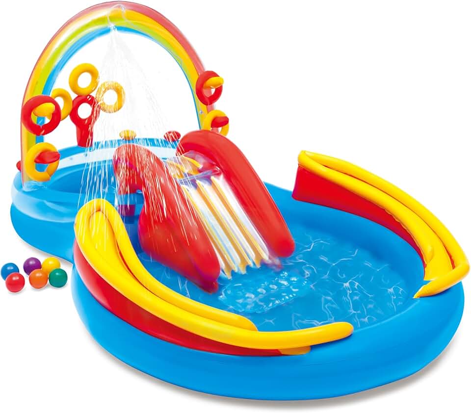 jardinito - Rainbow Ring Play Centre - 297x193x135 cm - piscine gonflable, multicolore