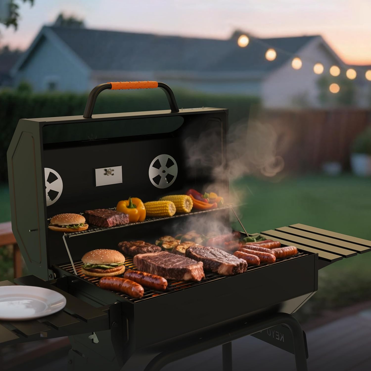jardinito 23 pouces barbecue pentagonal, chromé, 469 Sq In-23 Pouces