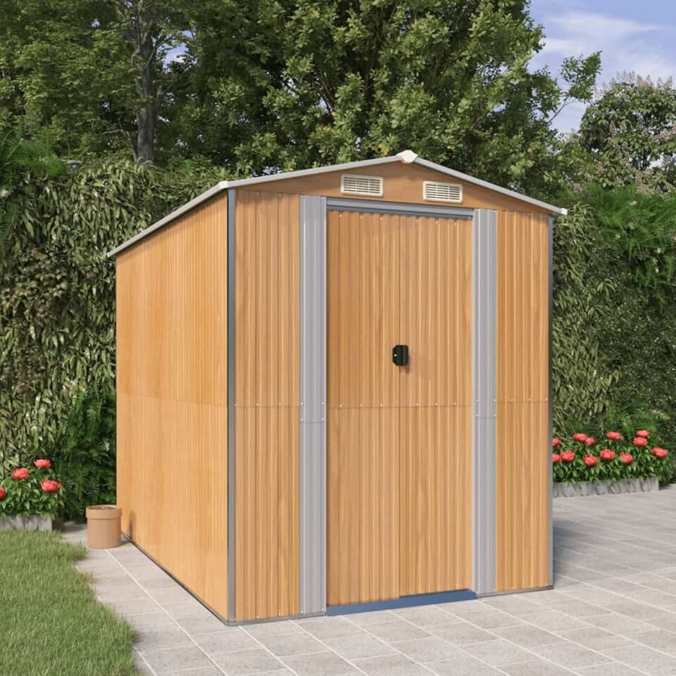 jardinito Abri de jardin en acier galvanisé marron clair 192 x 274 x 223 cm