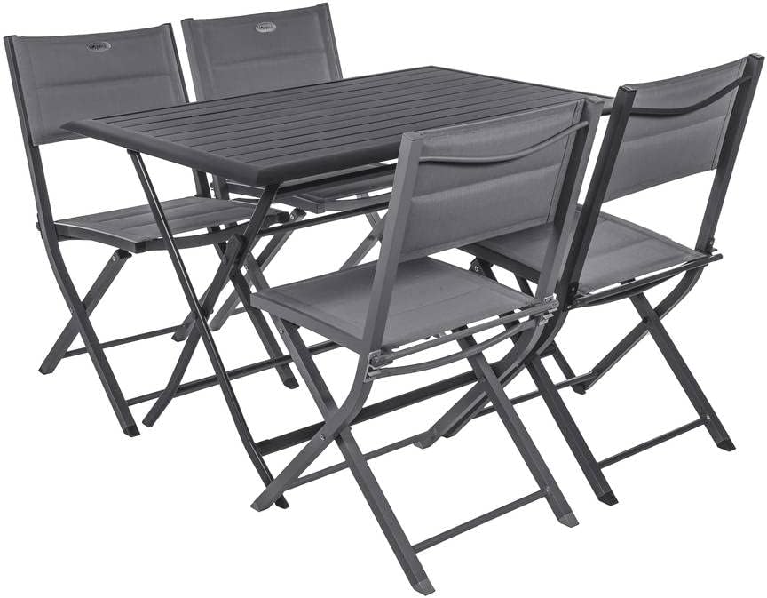 jardinito - Azua - table pliante 4 places, alu époxy gris graphite