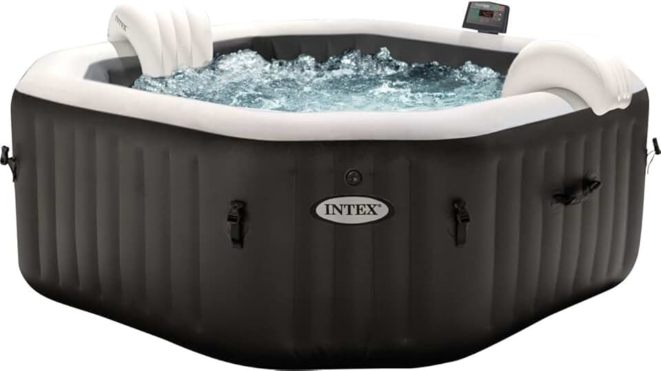 jardinito Pure SPA Octagon - 201x71 cm - 4 pers, eau salée, 795 l, noir - 28458