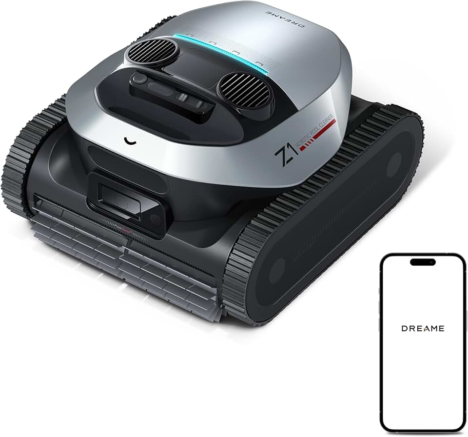 jardinito Z1 Robot Piscine sans Fil, Puissance d'Aspiration 30 000 LPH, Nettoyage du Fond, Parois et Ligne d'eau, 240 Min, Jusqu'à 180 m²