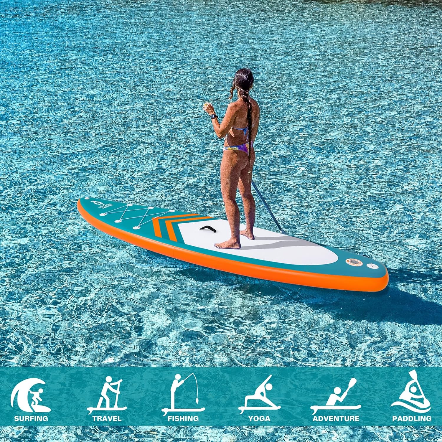 jardinito Paddle Gonflable Adulte, Planche de Stand Up Paddle Gonflable, Sup Paddle Board Gonflable avec Accessoires Complets, Planche de Surf Paddle