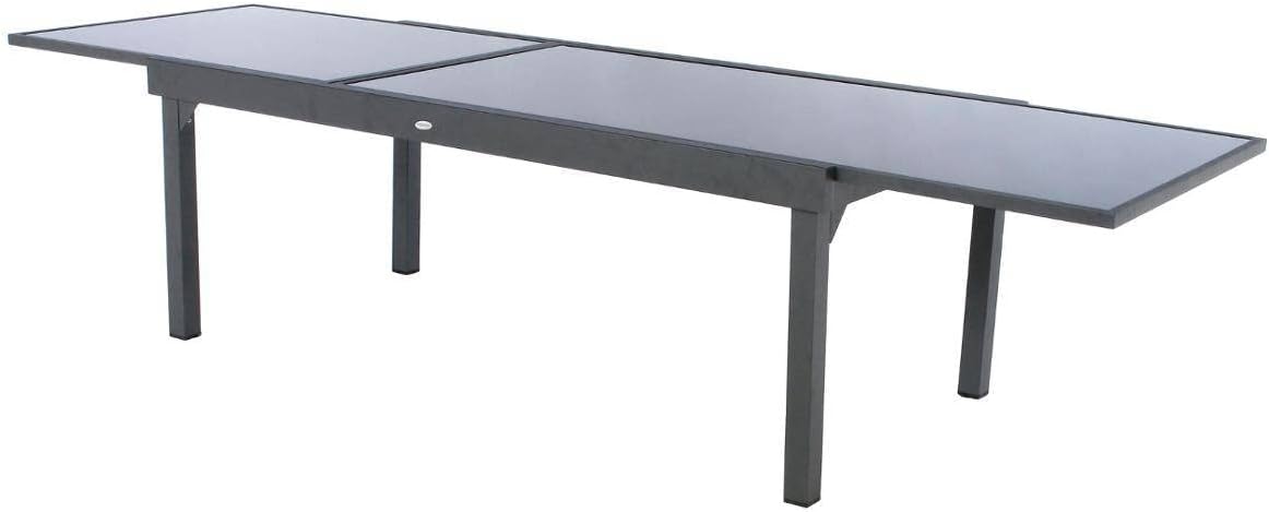jardinito - Piazza extensible - 12 places - aluminium/verre renforcé - gris graphite
