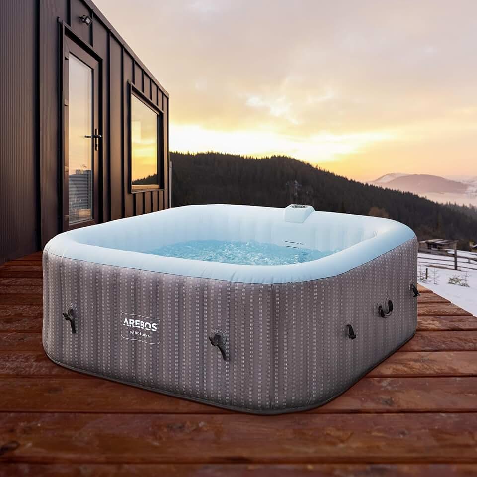 jardinito - Spa Gonflable 2400W - 185x185cm - 6 personnes, 130 buses, chauffage, couverture