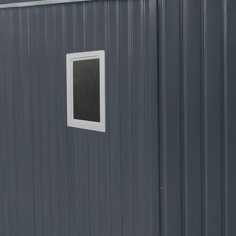 Abri de Jardin Métal anthracite 10,85m², parois 175cm, fenêtre, kit ancrage