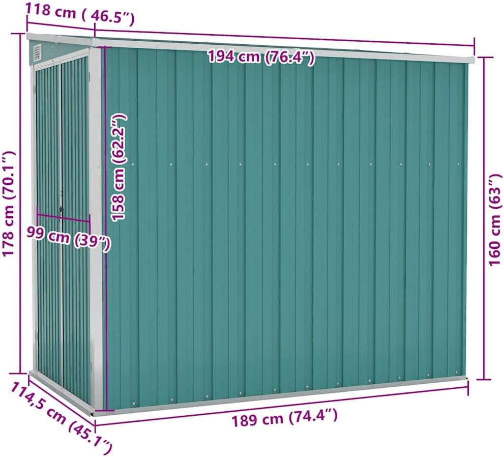 jardinito Abri de Jardin Mural Vert 118x194x178 cm )