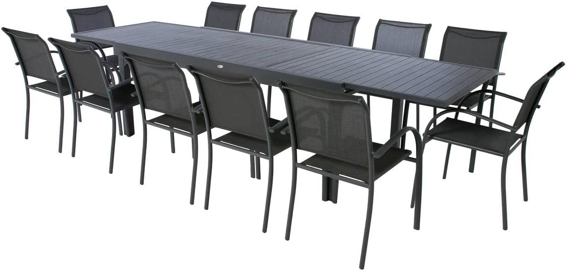 jardinito - Piazza - 230/340x100 cm - table extensible 12 places, aluminium antirouille