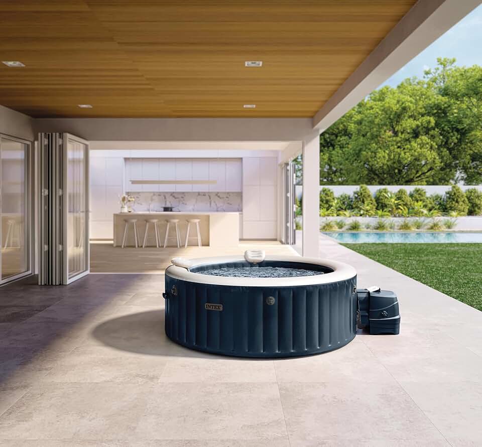 jardinito - Pure Spa série 4 places - Bleu Navy - Gonflable, chauffant - 28430NP
