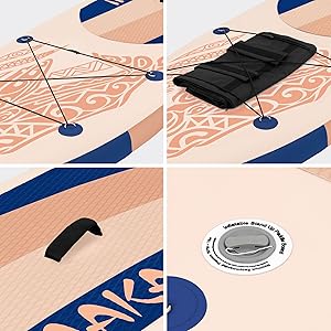 jardinito Planche stand up paddling abricot Makani 320x80x15 cm SUP gonflable Planche paddle surf