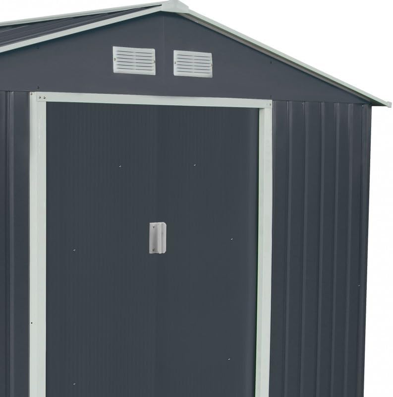 Abri de Jardin Métal anthracite 10,85m², parois 175cm, fenêtre, kit ancrage