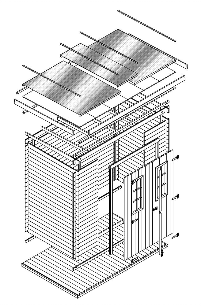 Abri de Jardin en Bois avec Sol TRAITÉ - Stockage extérieur l239xL142xH200cm/2.63 m2 - Petit abri à Outils, Local à vélos - jardinito M310C+M310G