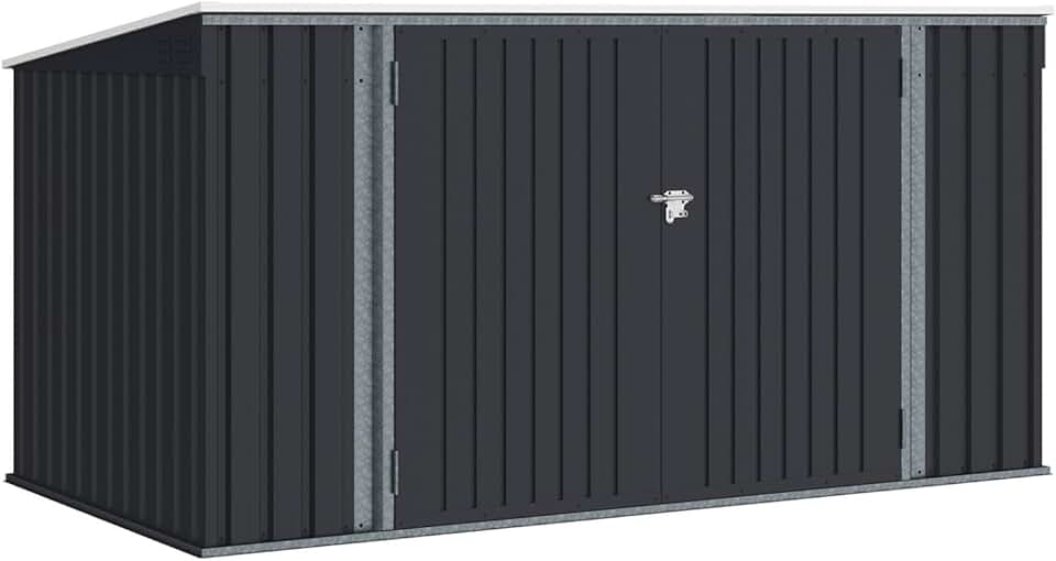 jardinito - Abri de jardin XXL métal gris anthracite, verrouillable, multi-rangement, 340x382x180 cm