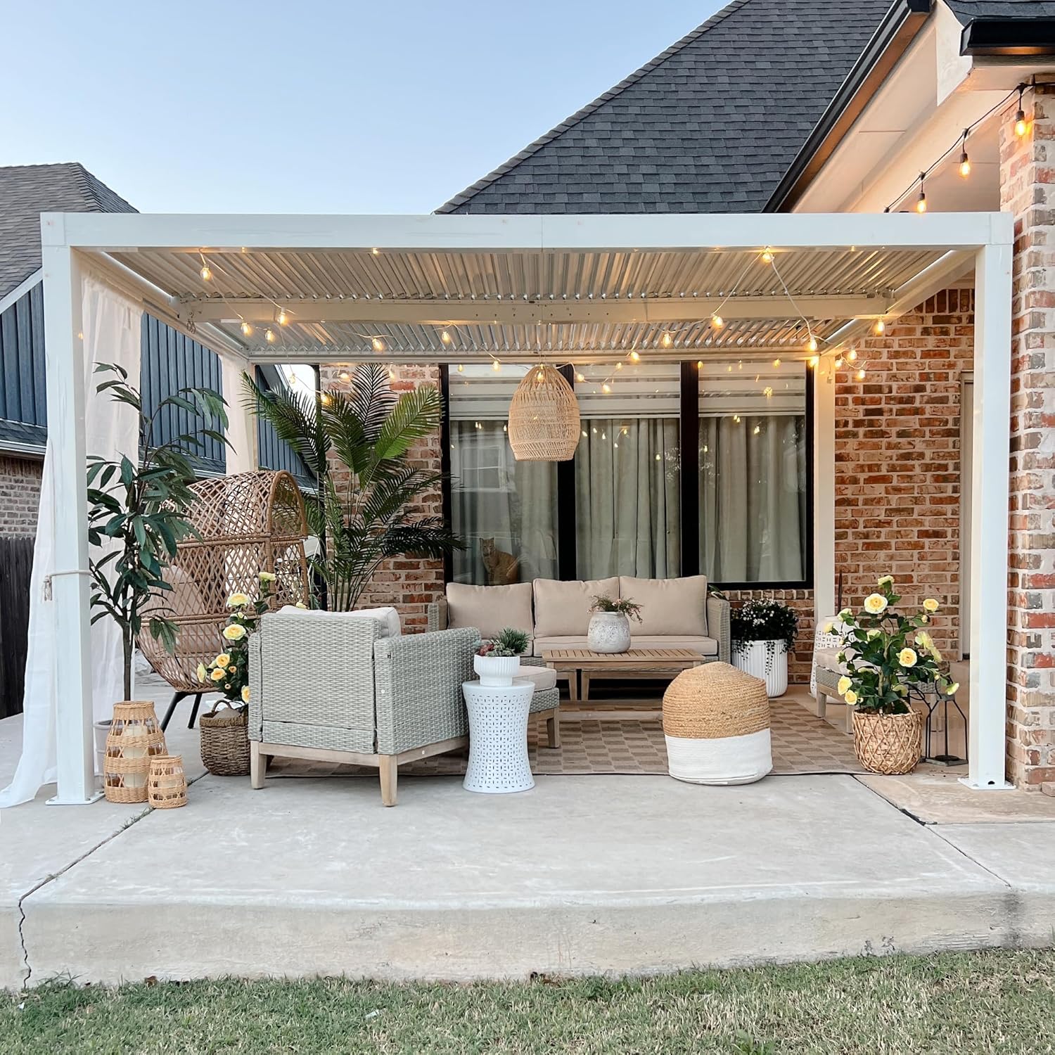jardinito - Pergola Bioclimatique - 4,24x3m - Aluminium, lames orientables, blanc
