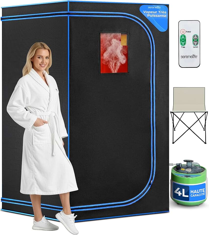 jardinito Sauna Portable, Sauna Infrarouge avec Vapeur, Spa Maison, Tente Spa avec Télécommande, Chaise Pliable et minuteur