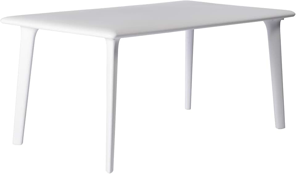 jardinito - Dessa - Table de jardin rectangulaire 160x90 cm blanche