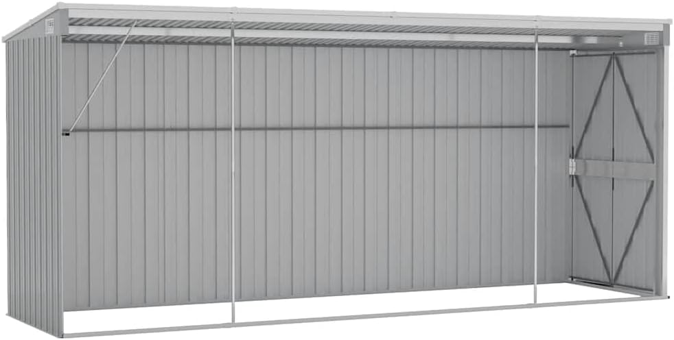 jardinito Abri de Jardin Mural Gris 118x382x178 cm Acier galvanisé,Structures extérieures, Cabanes & abris de Jardin,316230