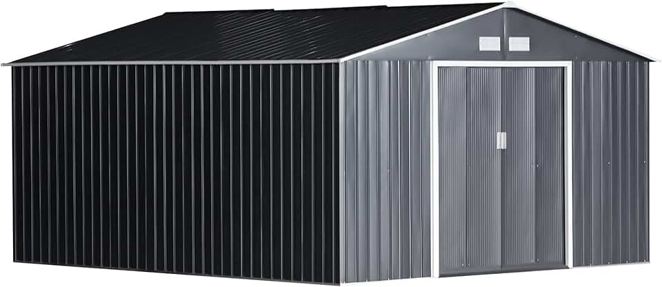 jardinito - abri de jardin acier 340x386x200 cm - 20m³, gris charbon