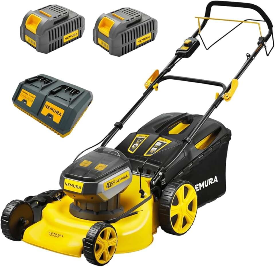 jardinito Tondeuse Autotractée à Batterie 80 V (2x40V) - Coupe 46 cm - Jusqu'à 500 m2 - Fonction Mulching - Livrée avec 2 Batteries 4Ah et 2 chargeurs - Marque Française
