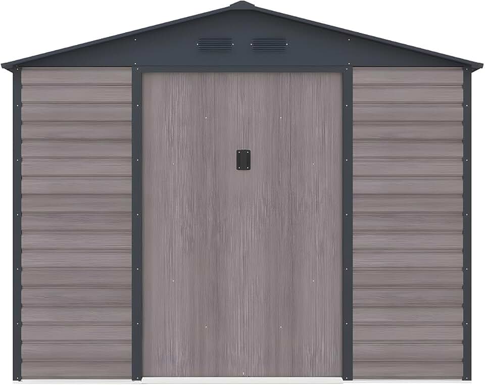 jardinito - ADELMO - abri jardin métal 5,40m² acier galva bois gris