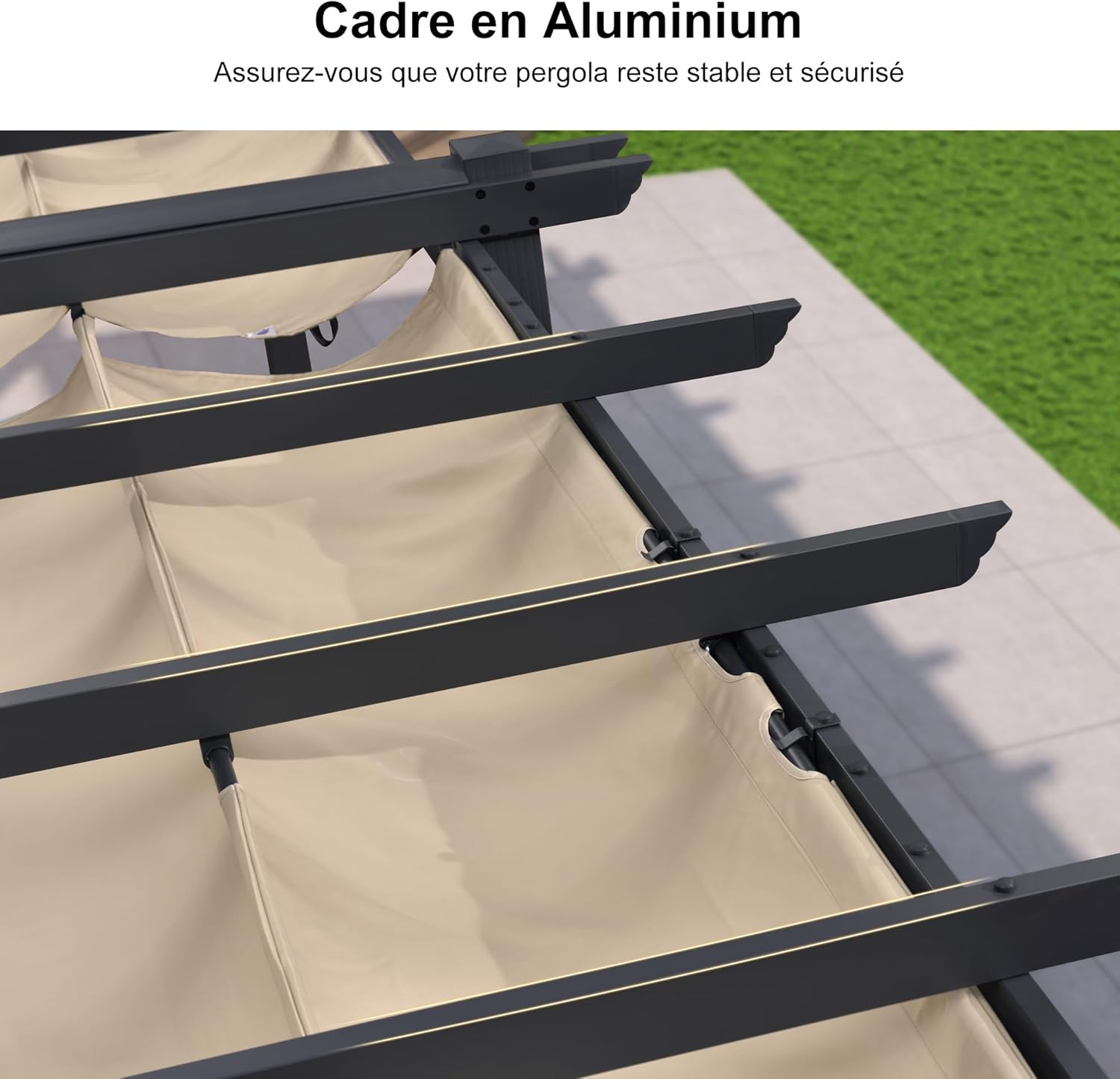 jardinito - Pergola aluminium 5,5x3m toit coulissant extérieur