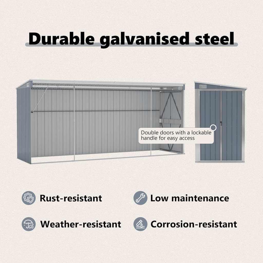 jardinito Abri de Jardin Mural Gris 118x382x178 cm Acier galvanisé, Maison & Jardin, Pelouses & Jardins, Vie en extérieur, Structures extérieures, Cabanes & abris de Jardin, Gris, (Poids 47.9KG)