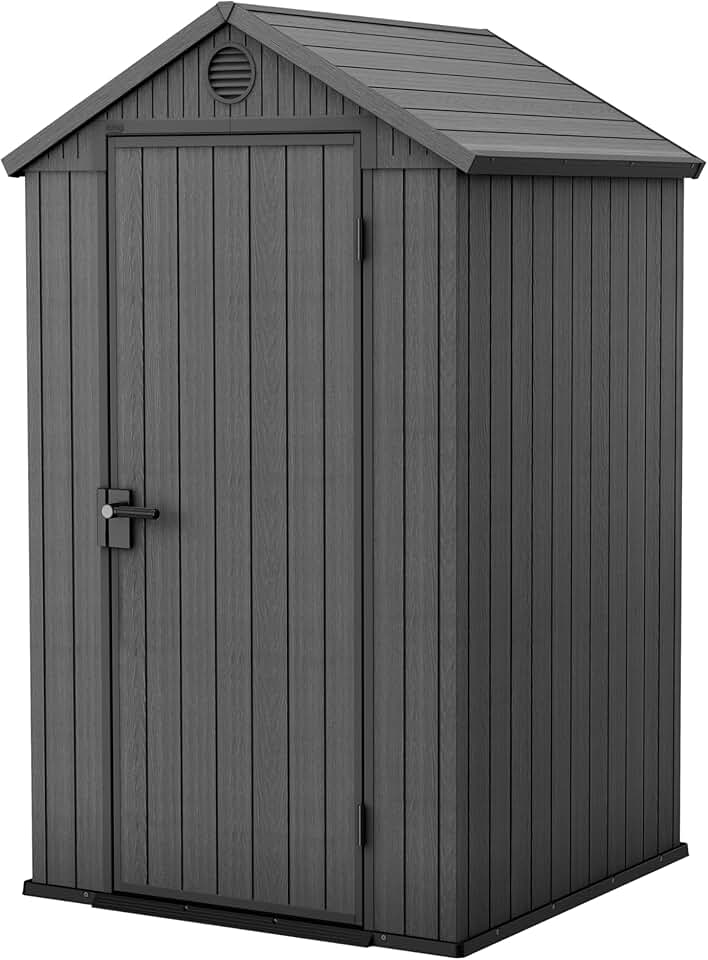 jardinito Abri de Jardin Résine jardinito 4X4-125 X 184 X 205 cm - Compact, Durable et Résistant aux Intempéries - Couleur Gris Moderne
