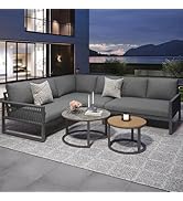 jardinito Ensemble Salon de Jardin Exterieur 6/8 Personnes, Canapé d'angle Aluminium Métallique ave...