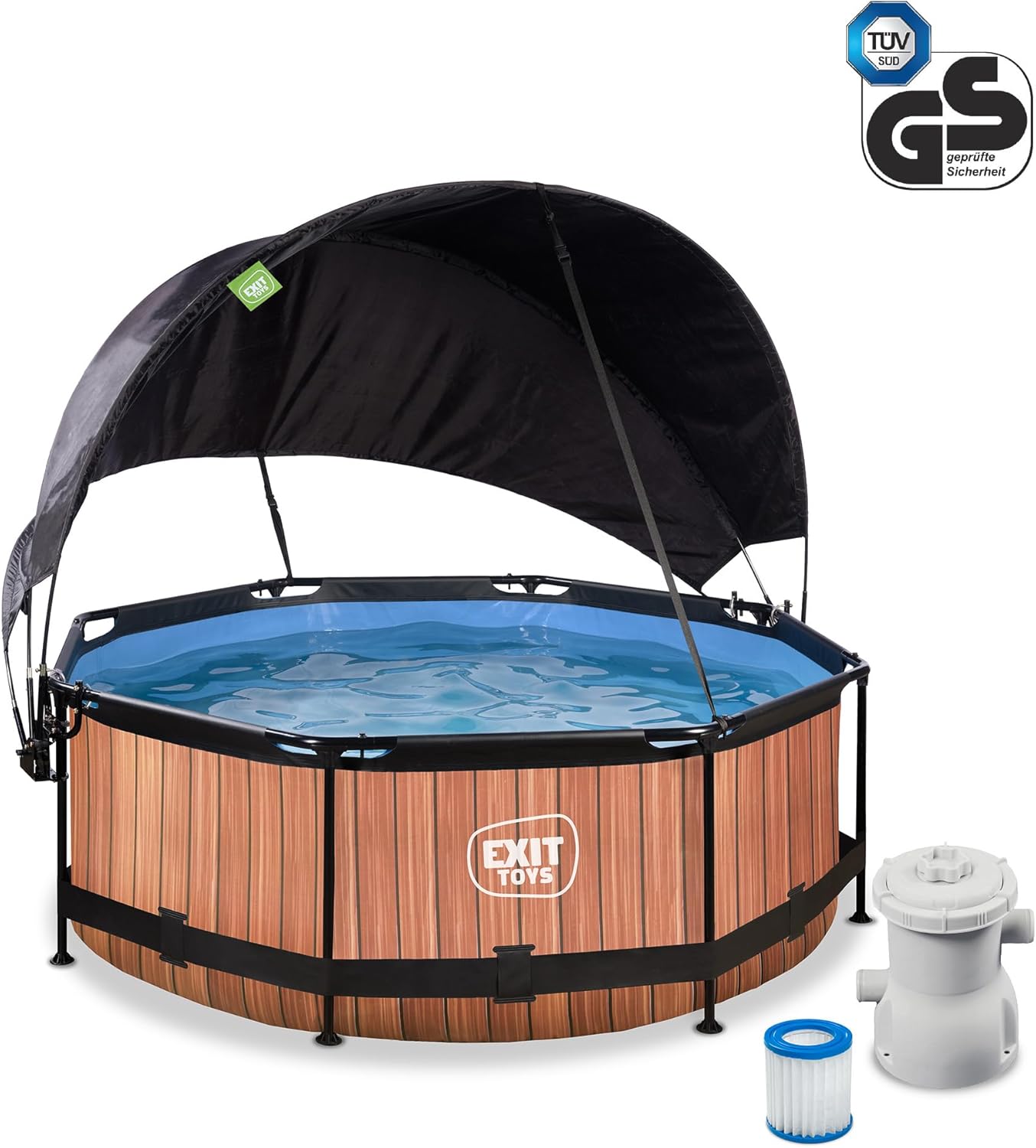jardinito Piscine Lime avec Voile d'Ombrage - ø244x76cm - Piscine Hors Sol Ronde avec Pompe Filtrante à Cartouche - Protection Optimale Contre Les Rayons UV - Entrée Basse - Design Unique - Vert