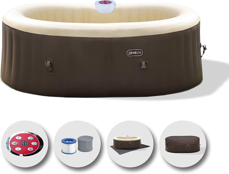 jardinito - Bain à remous Ovale - 190x120x65 cm - Pompe 30 W, 550 L