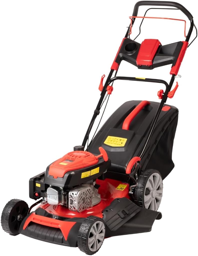 jardinito Tondeuse à gazon à explosion automotrice 4in1-4 CV, Tondeuse à gazon thermique autoportée - Moteur 170cc 4 temps avec autotraction - Largeur de coupe 51 cm - Mulching - Panier de collecte 60L