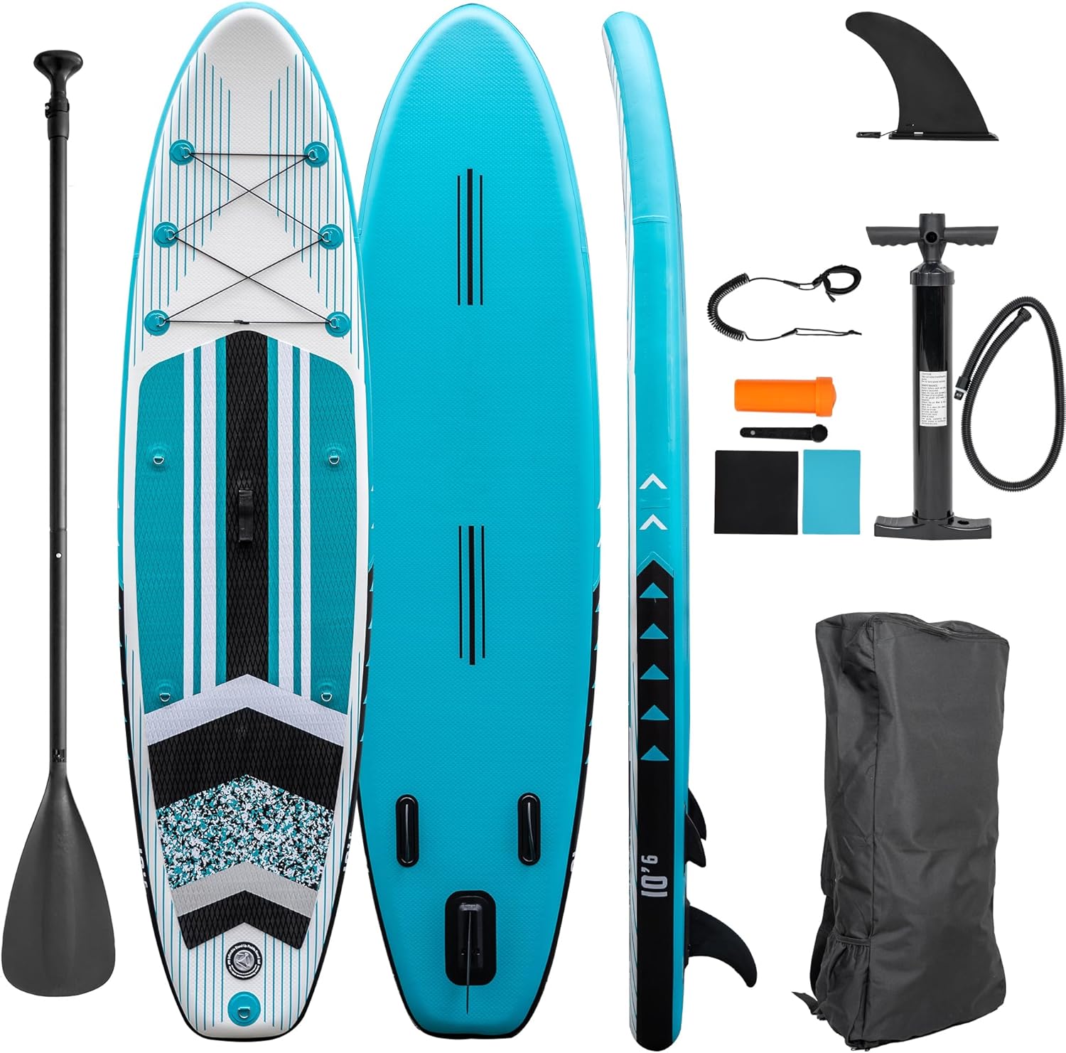Planche de stand up paddle gonflable avec pagaie, pompe, sac à dos, kit de réparation, différentes couleurs, 320 x 81 x 15 cm