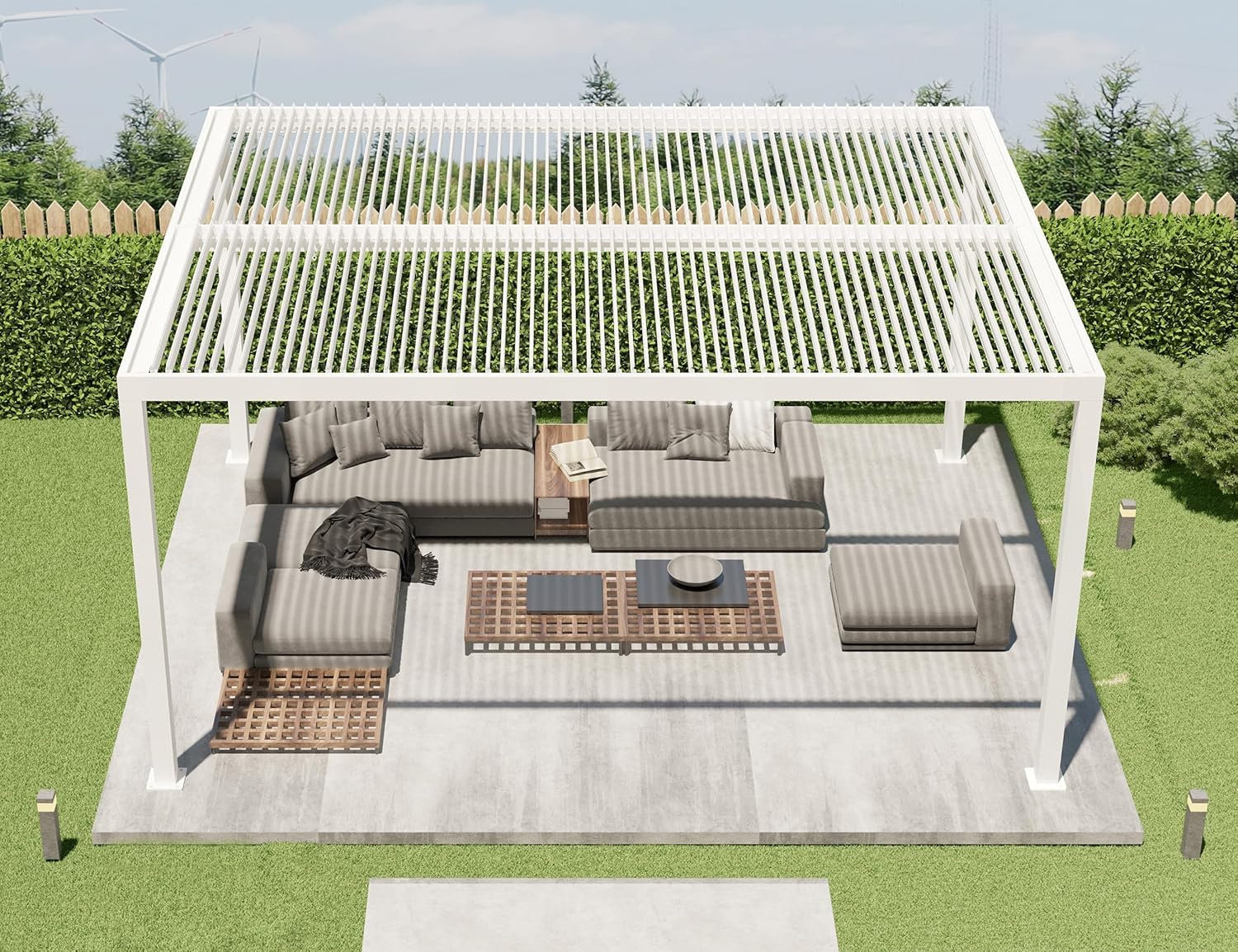 jardinito - Pergola Bioclimatique, 4,8x3,68m, aluminium, lames orientables