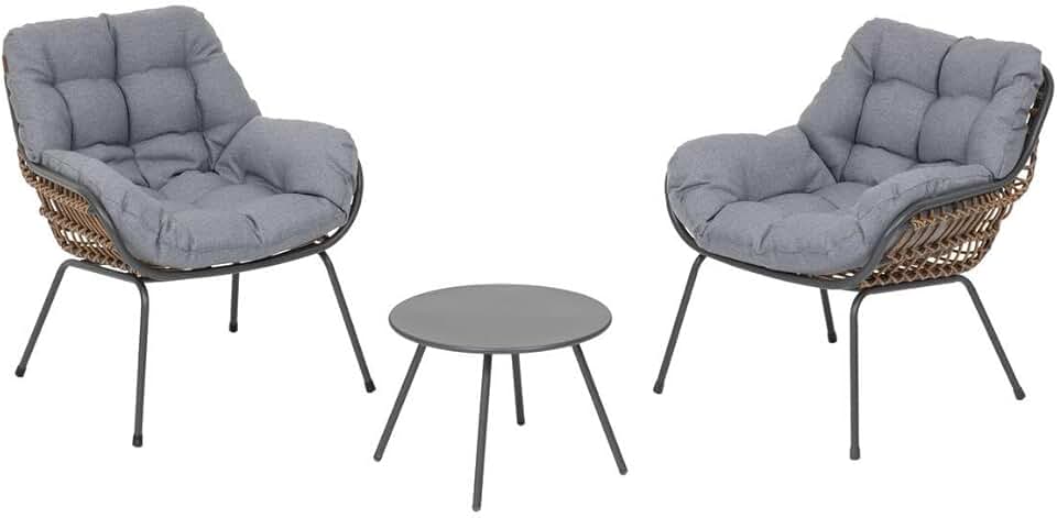 jardinito - Paopao Duo - dimensions compactes - résine tressée, acier anticorrosion, coussins inclus