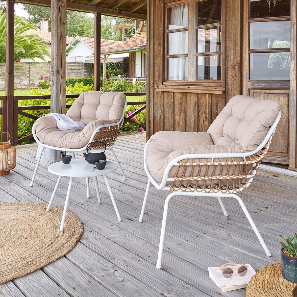 jardinito - Paopao Duo - acier époxy blanc 2 places - compact et élégant