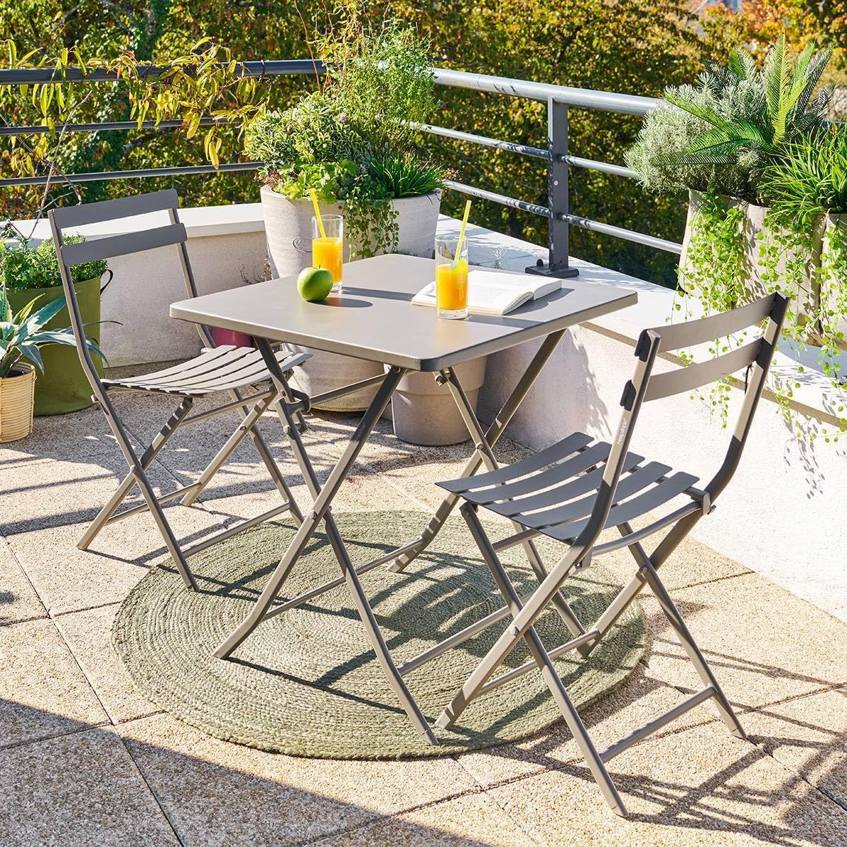 jardinito - Greensboro série - 2 places - acier antirouille renforcé - table carrée pliante