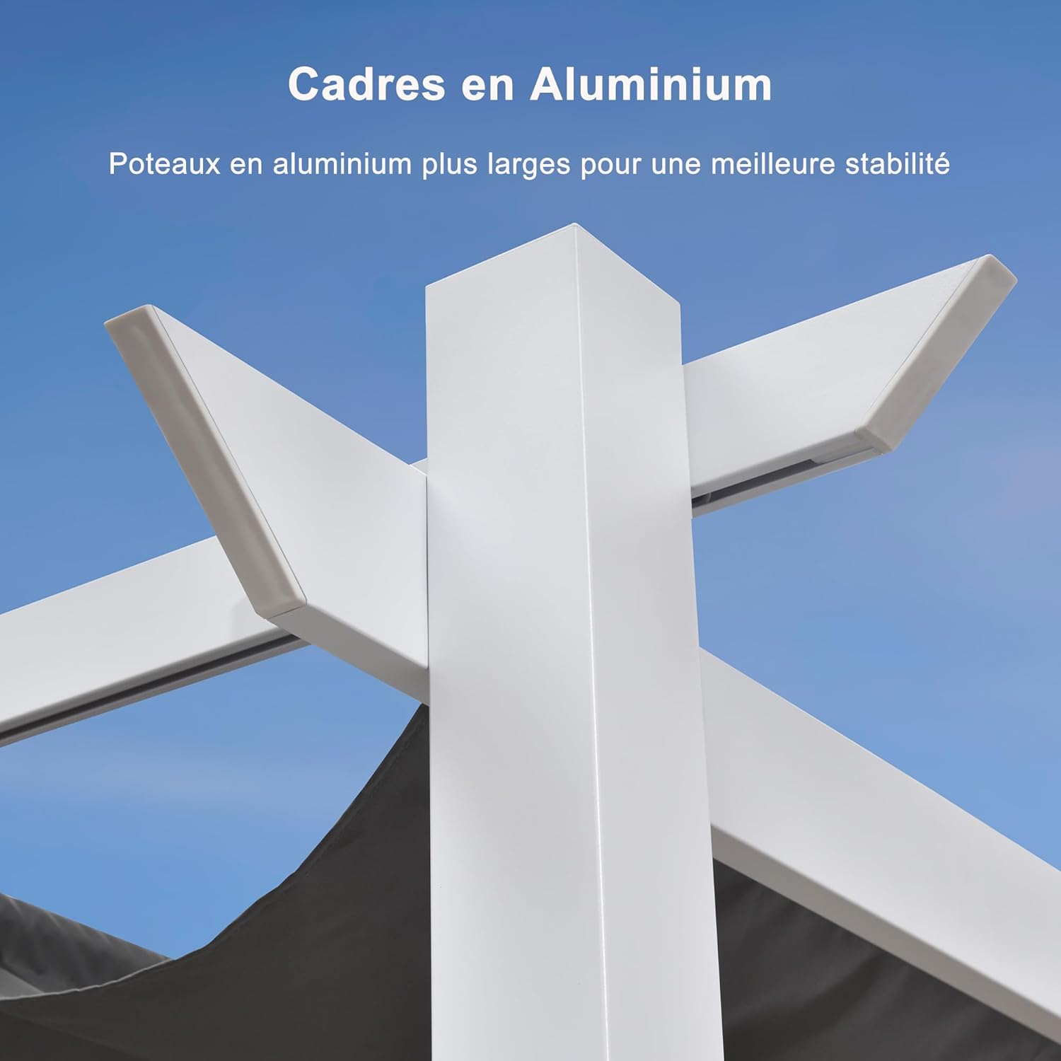 jardinito - pergola aluminium série - 4x3m - toit métal blanc, toile rétractable, étanche
