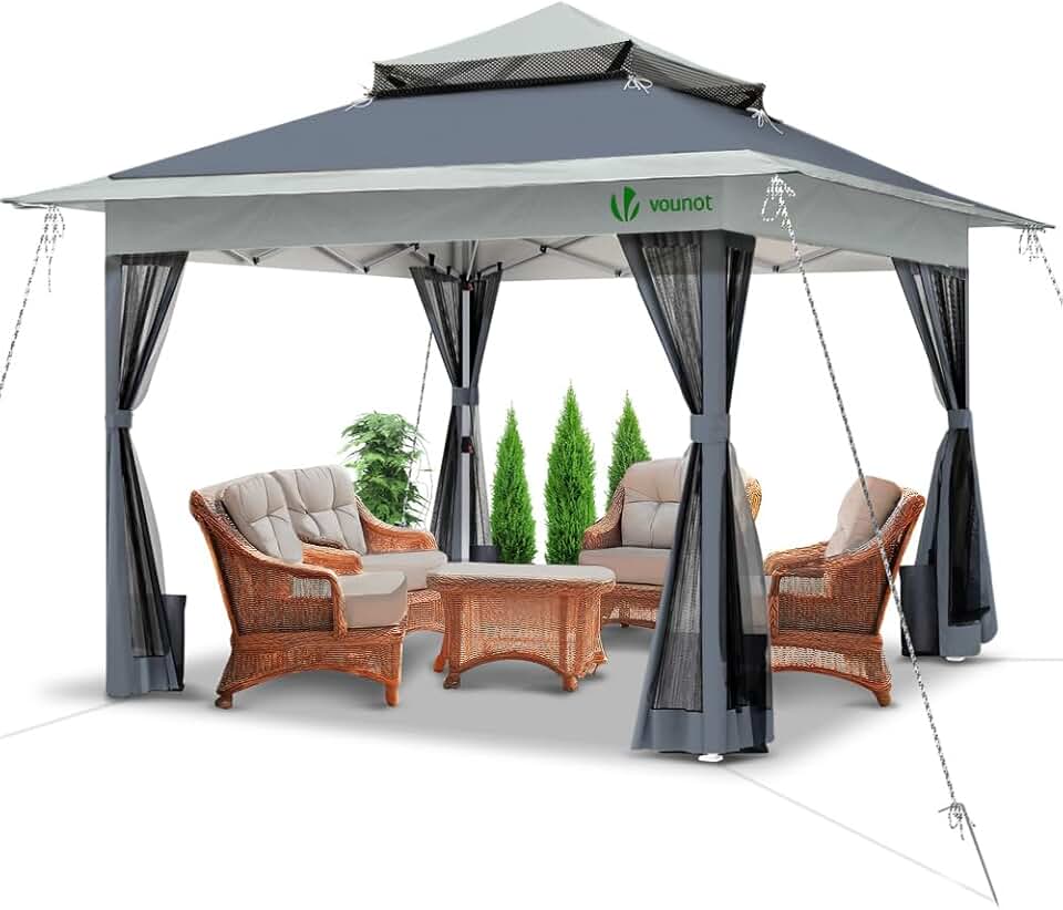 jardinito - tonnelle de jardin - 3.6x3.6m - moustiquaire, acier, toits doubles, anti-UV