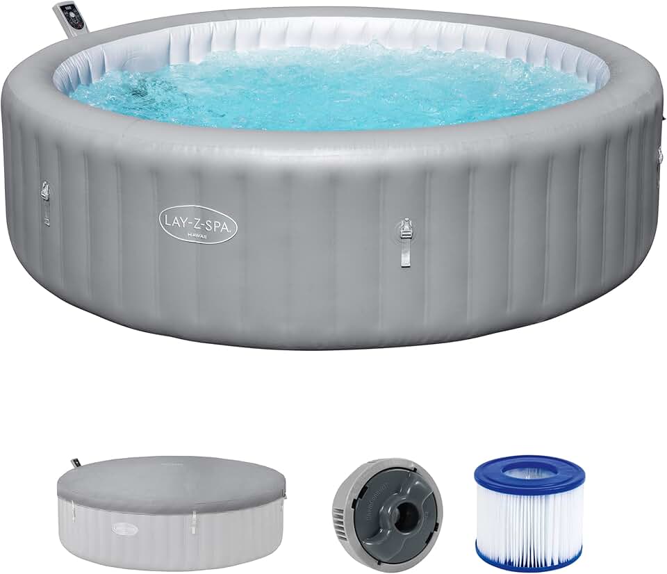 jardinito - Hawaii MaxHold EnergySense UltraFit - 2,36m x 71cm - AirJet rond gris - 8 places