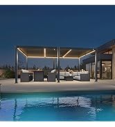 jardinito Pergola Bioclimatique en Aluminium 3,5 x 5,5 m, Tonnelle de Jardin Exterieur Imperméa...