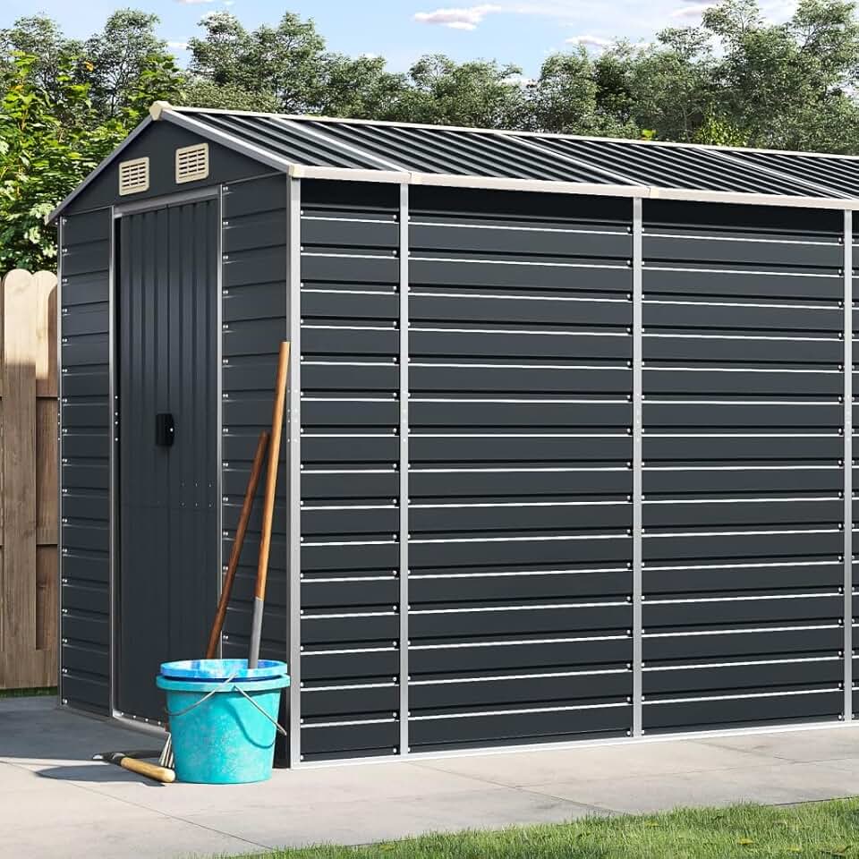 jardinito Abri de Jardin Anthracite 191x640x198 cm Acier galvanisé,Abris De Jardin,Abri De Stockage pour Jardin,Abri D'Outils De Jardin