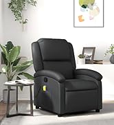 jardinito Fauteuil de massage en cuir véritable Noir