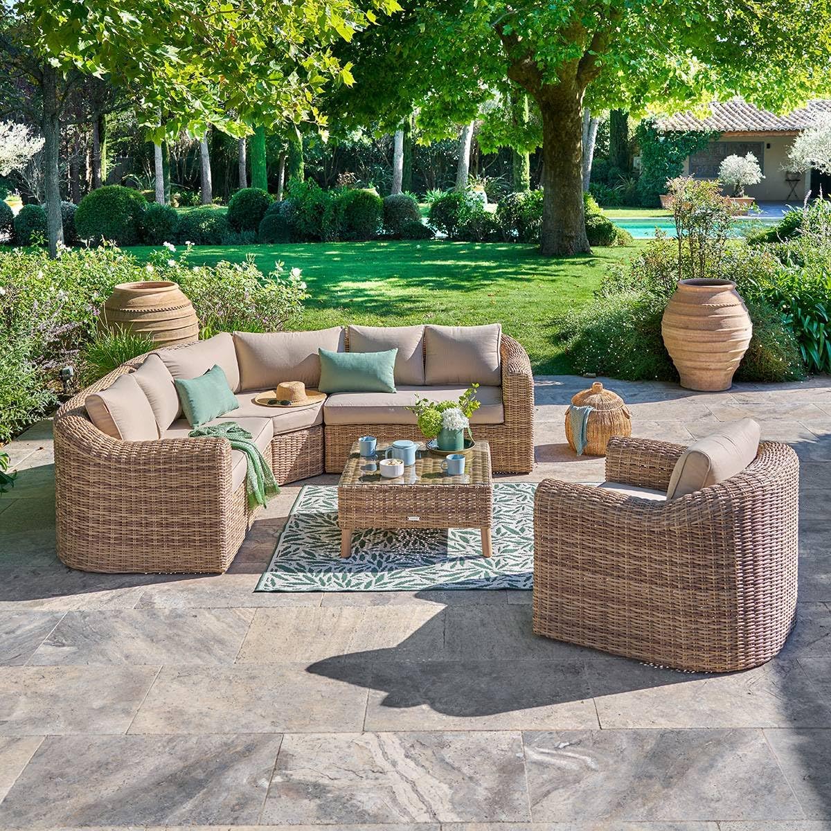 jardinito - Mooréa Savana salon d'angle 5 places - aluminium époxy rustproof - extérieur terrasse